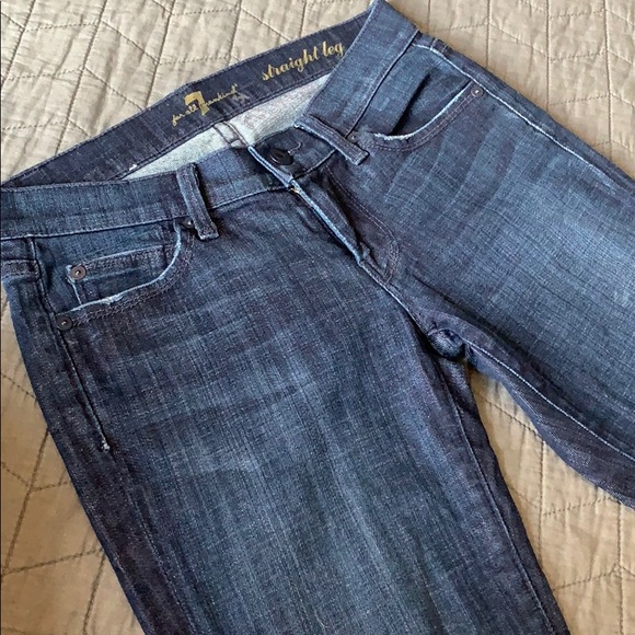 7 FOR ALL MANKIND Straight Leg Dark Wash Jeans - Picture 8 of 16